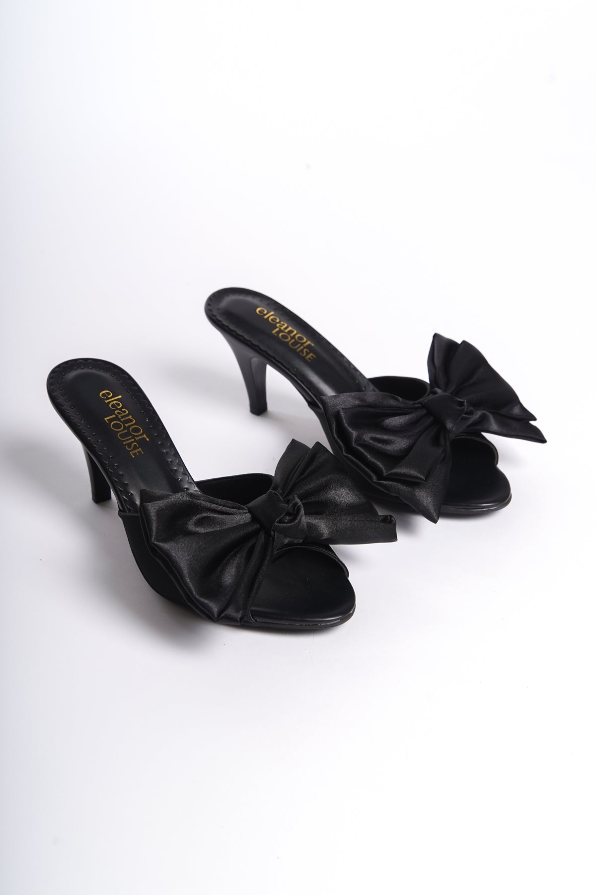 Nour | Black Satin Bow Tie Mule