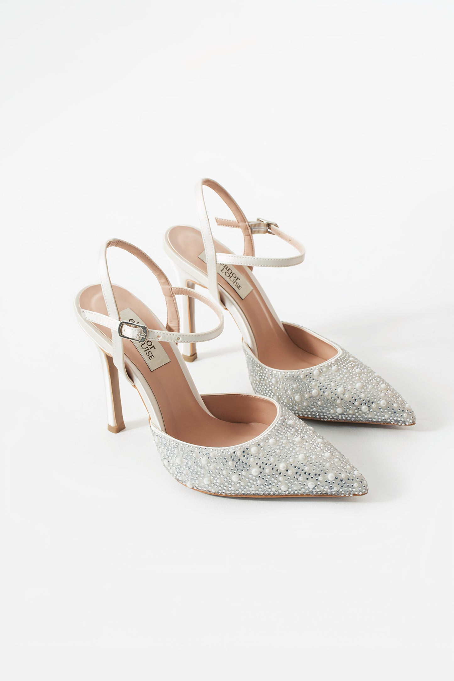 Candice | Ivory High Heels with Rhinestone