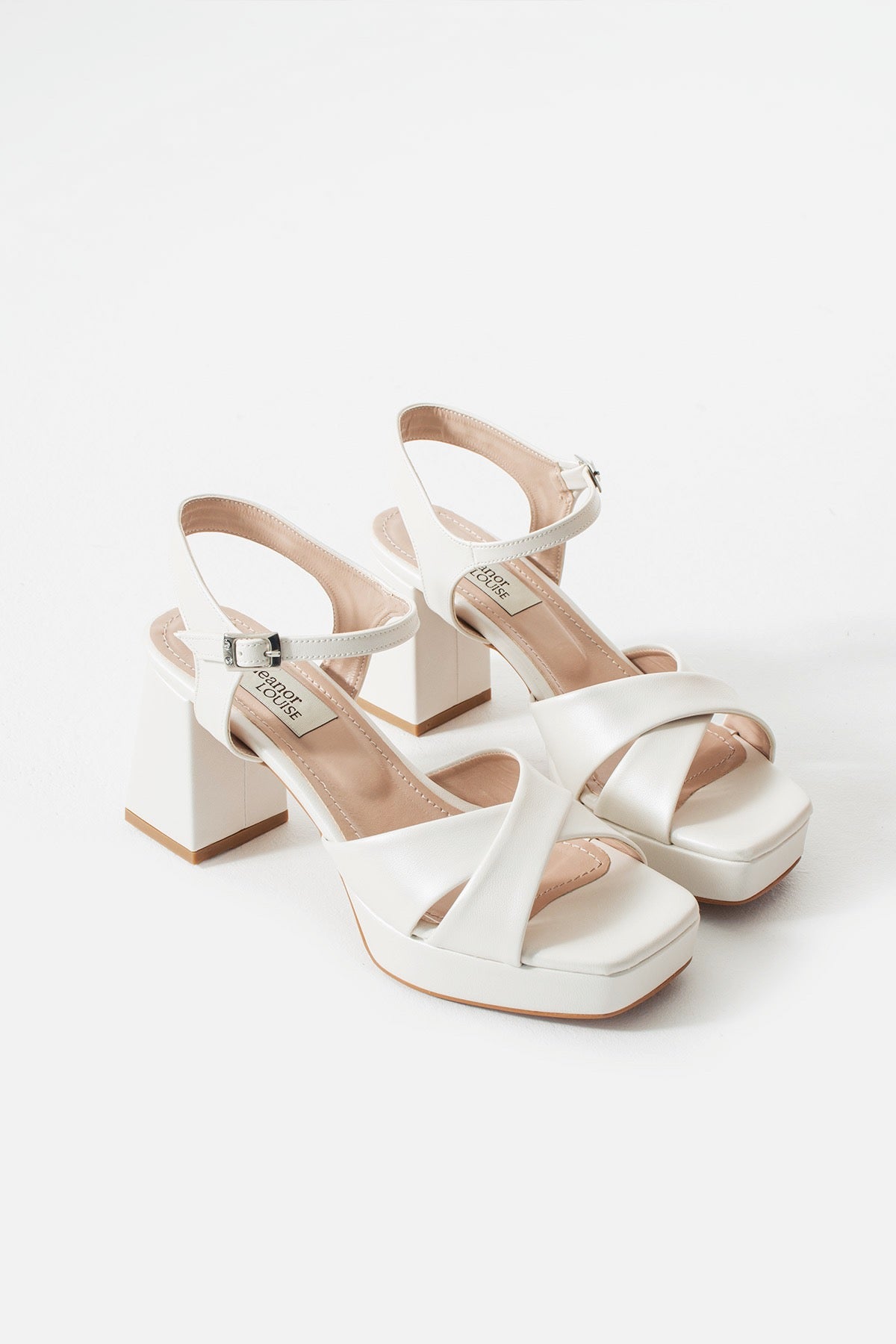 Thea | Ivory Platform Block Heel Sandals
