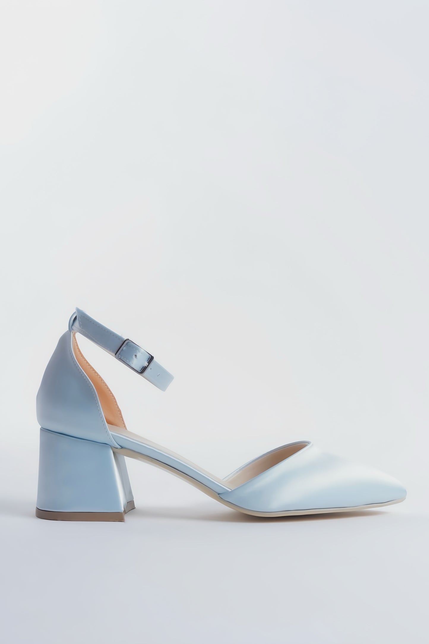 Anicia | Baby Blue Satin Mid Heels