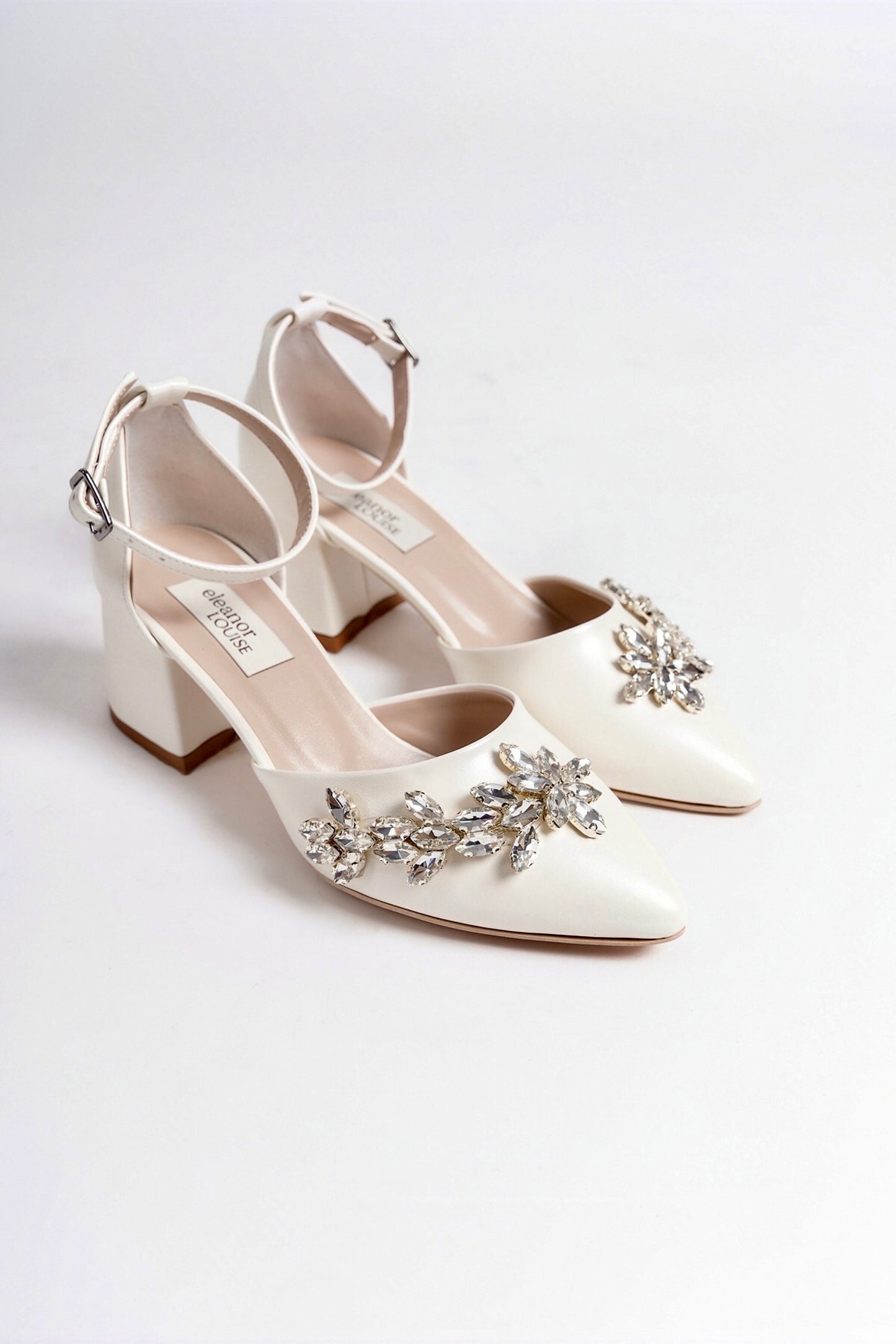 Valora | Ivory Crystal Rhinestone Mid Heels