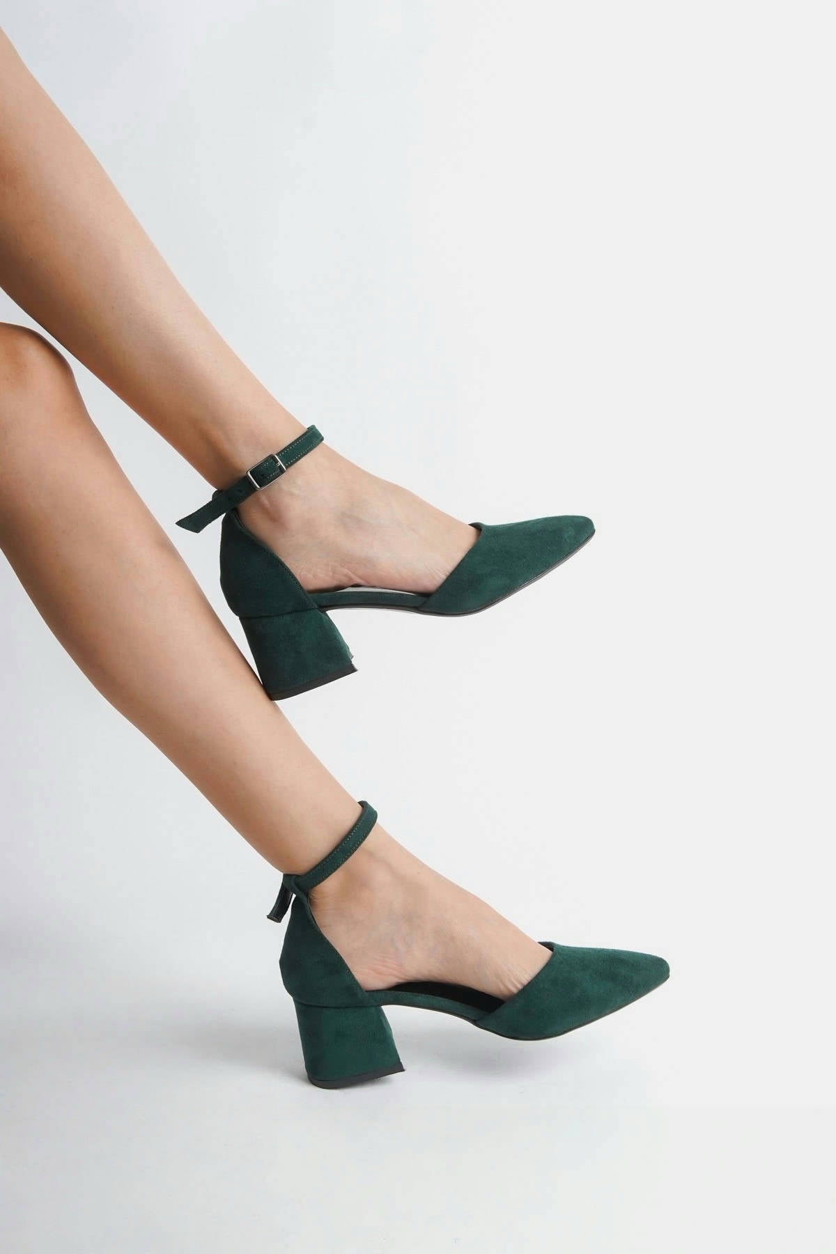 Regina | Emerald Green Suede Mid Heels