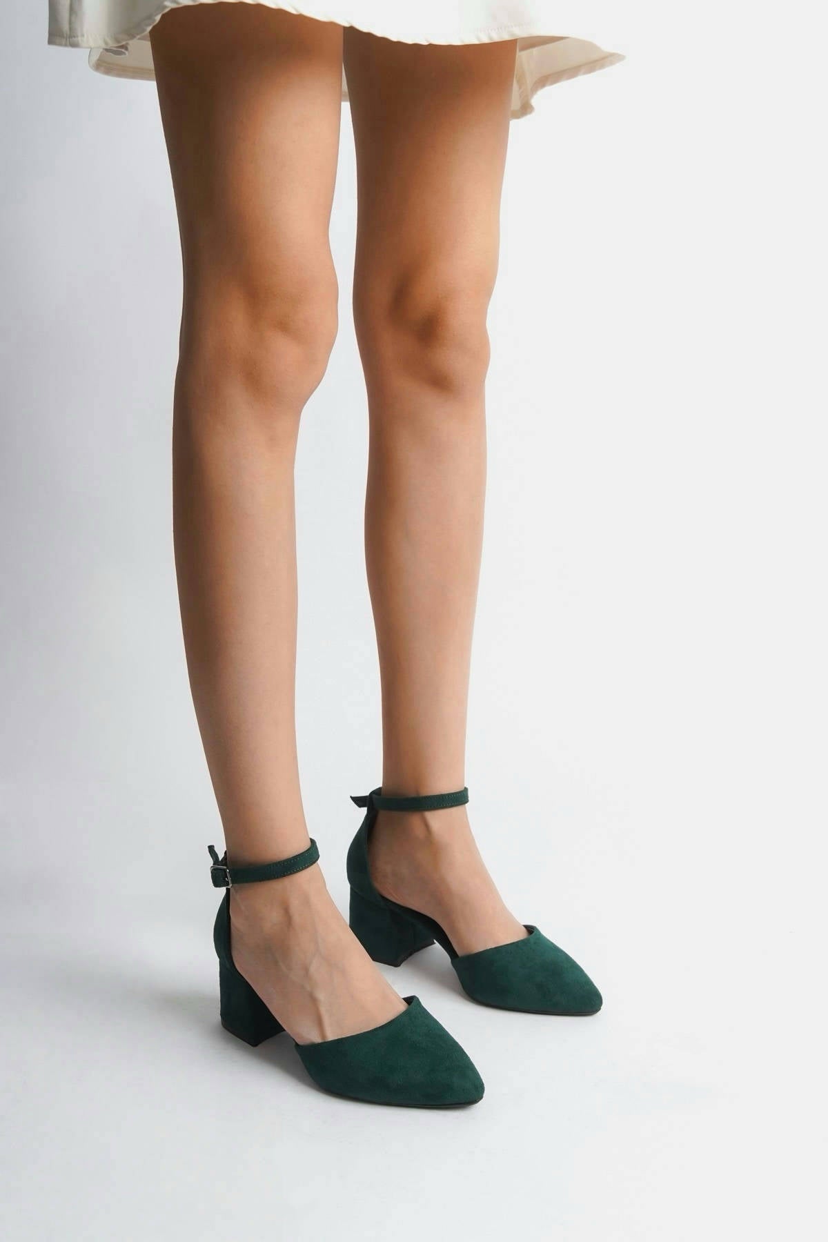Regina | Emerald Green Suede Mid Heels