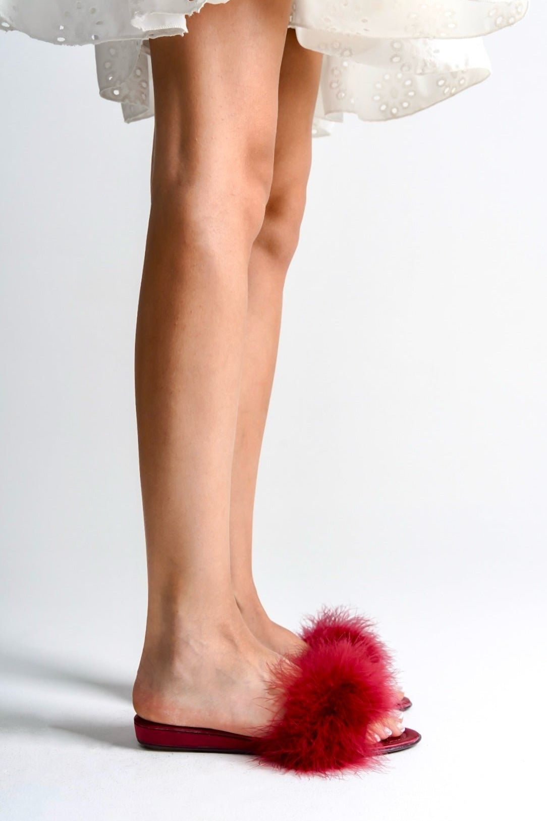 Bianca | Burgundy Feather Mule