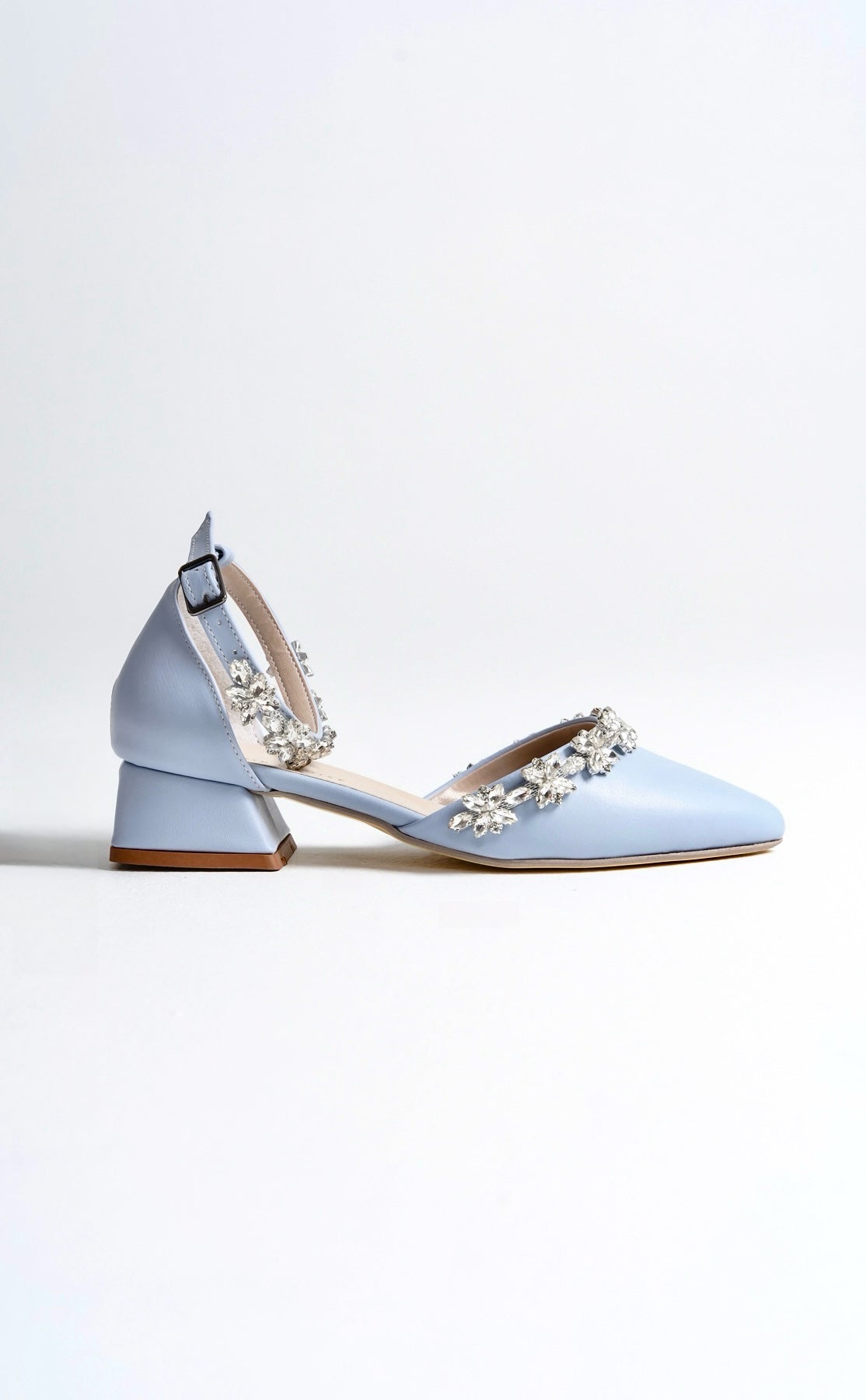 Hera | Baby Blue Crystal Rhinestone Low Heels