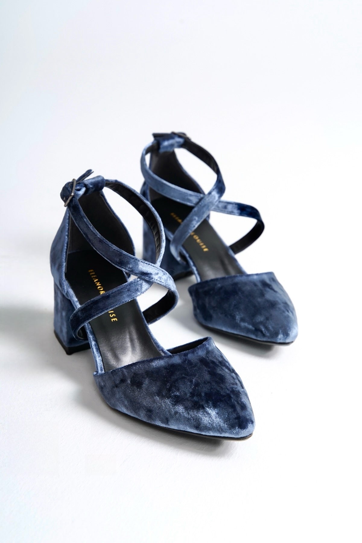 Elin | Indigo Blue Criss Cross Mid Heels