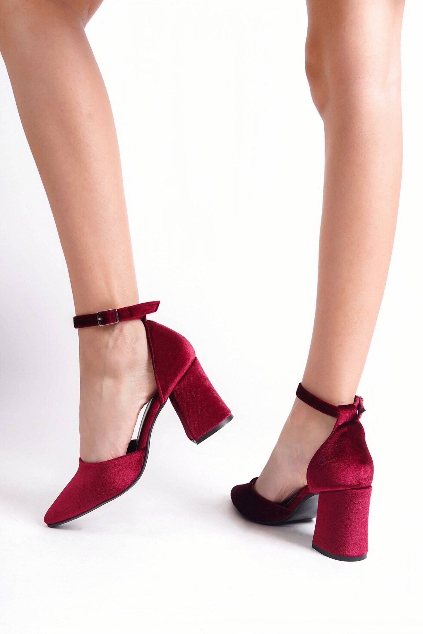 Senga | Burgundy Velvet High Heels