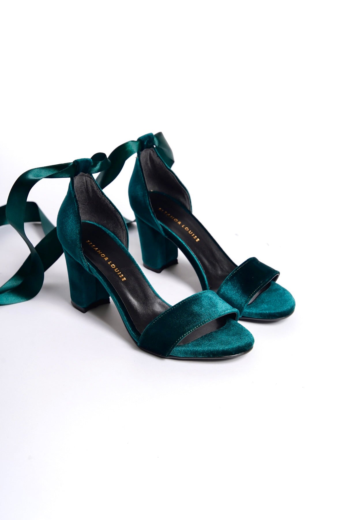 Thora | Emerald Green High Heel Sandals with Ribbon
