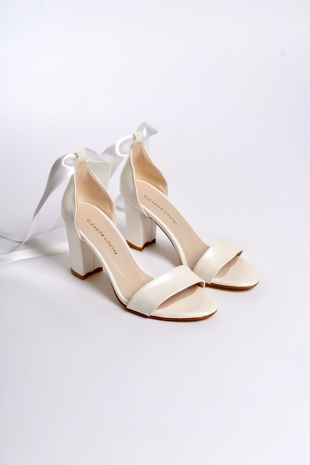 Krista | Ivory High Heel Sandals with Ribbon