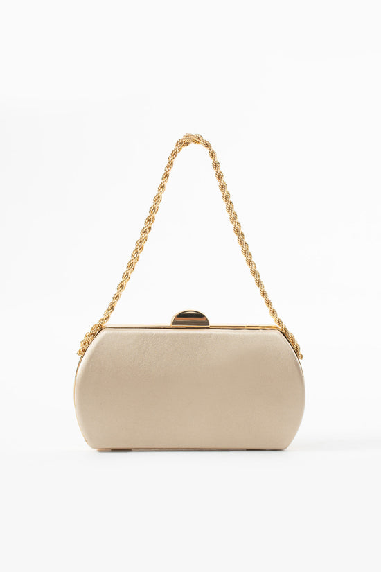 Beige Satin Bridal Evening Clutch Bags with Chain