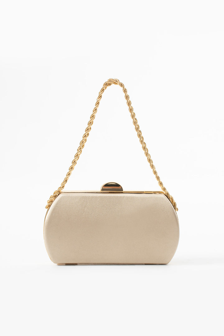Beige Satin Bridal Evening Clutch Bags with Chain
