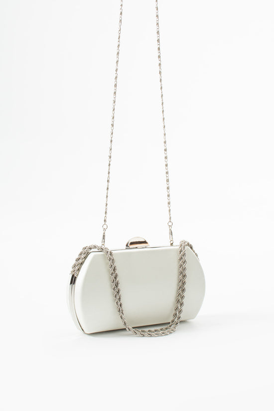 White Bridal Evening Clutch Bags with Chain