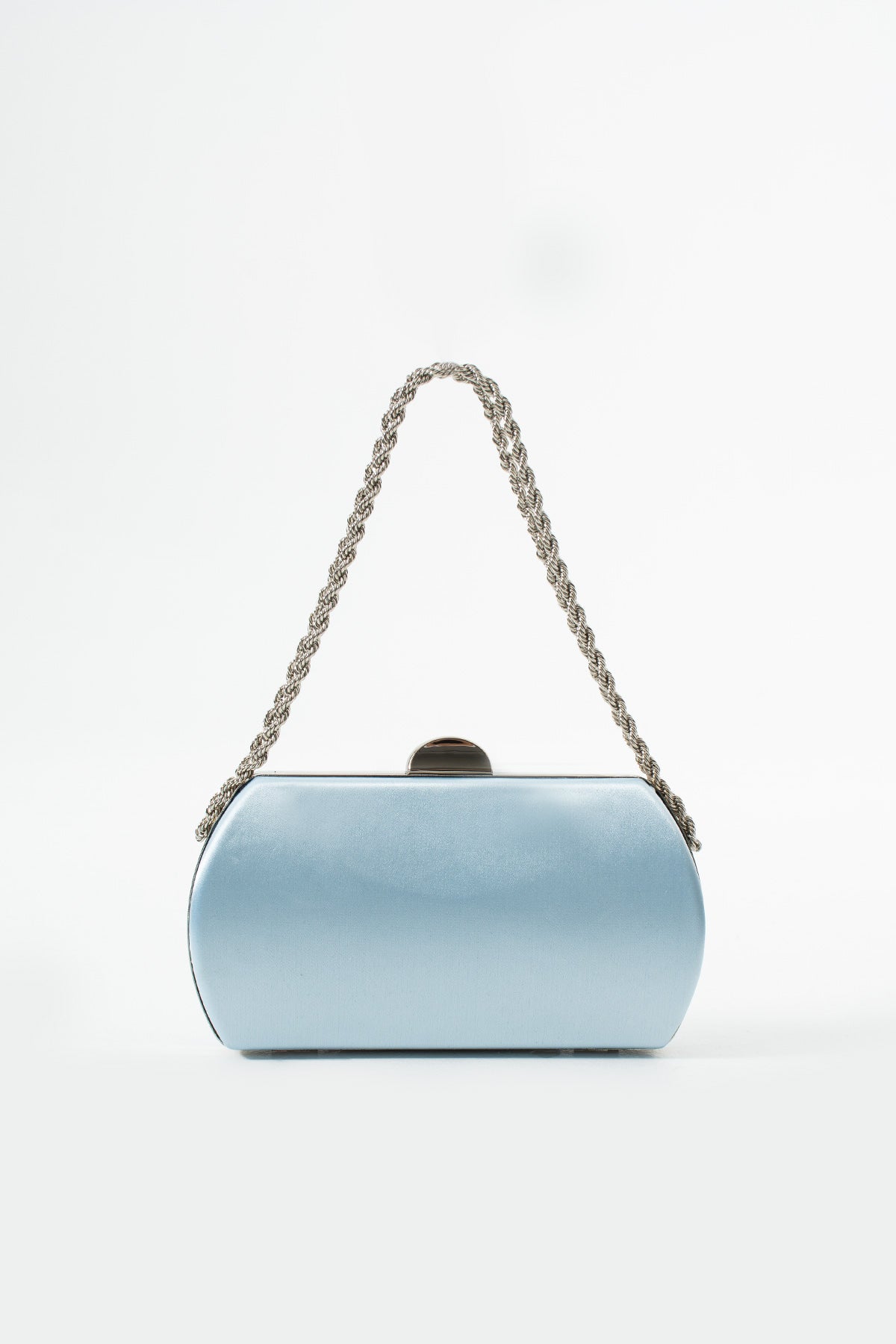Baby Blue Satin Bridal Evening Clutch Bags with Chain