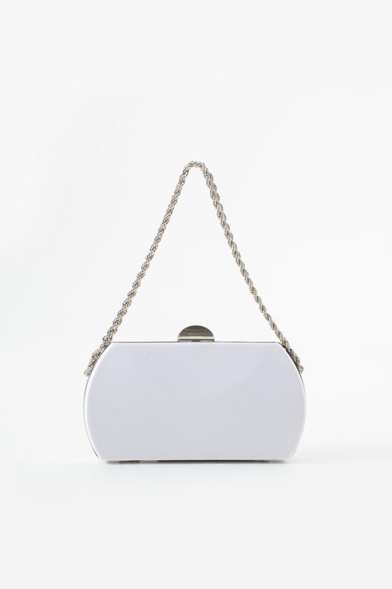 White Satin Bridal Evening Clutch Bags with Chain