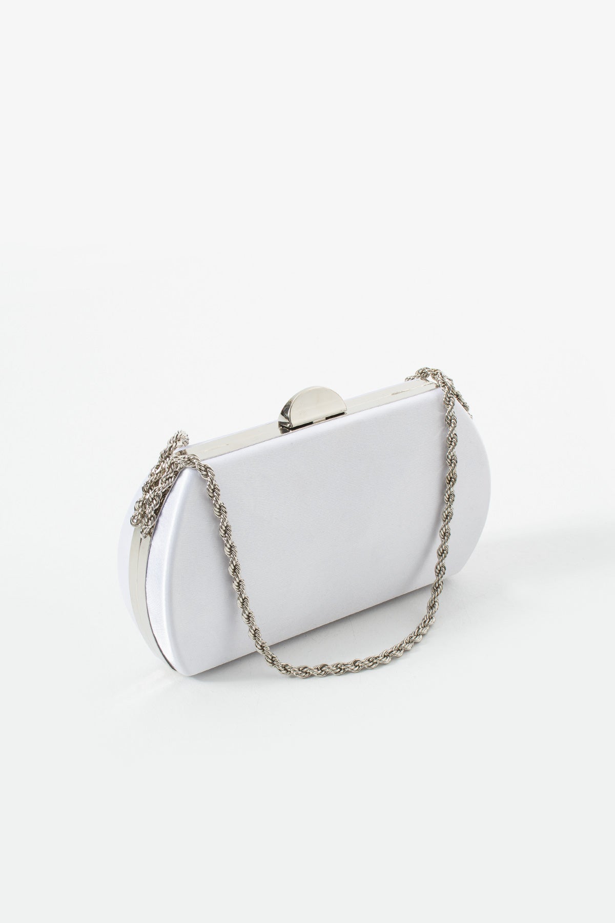 White Satin Bridal Evening Clutch Bags with Chain