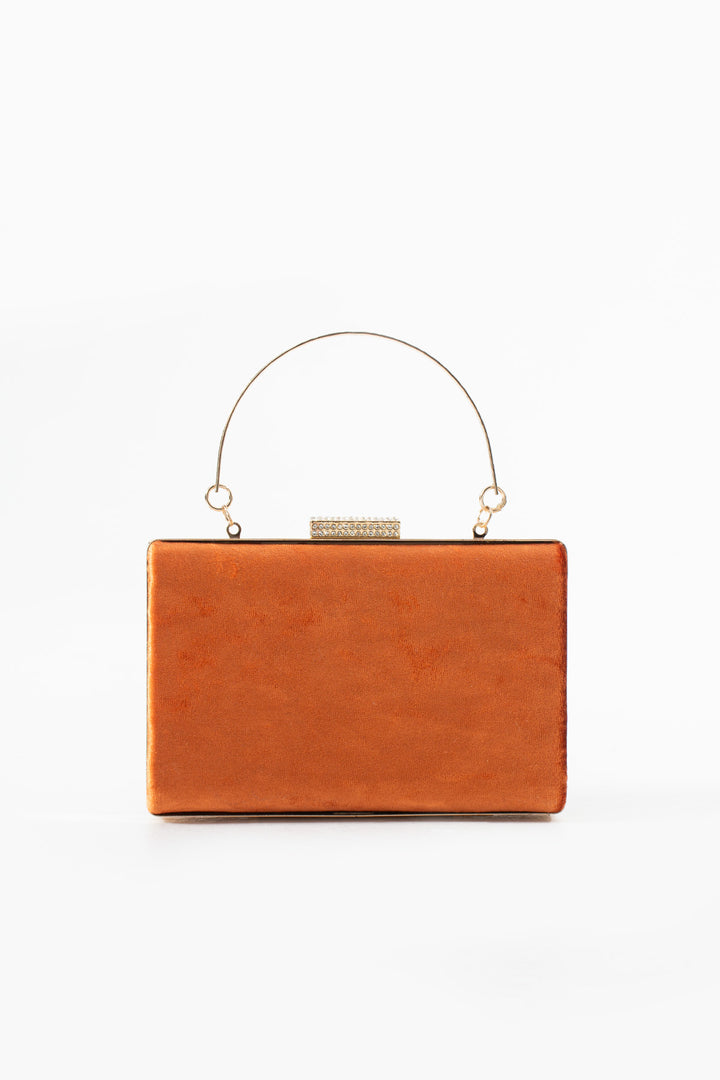 Orange Velvet Bridal Evening Clutch Bags with Chain