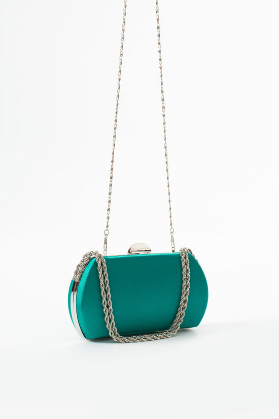 Emerald Green Satin Bridal Evening Clutch Bags with Chain