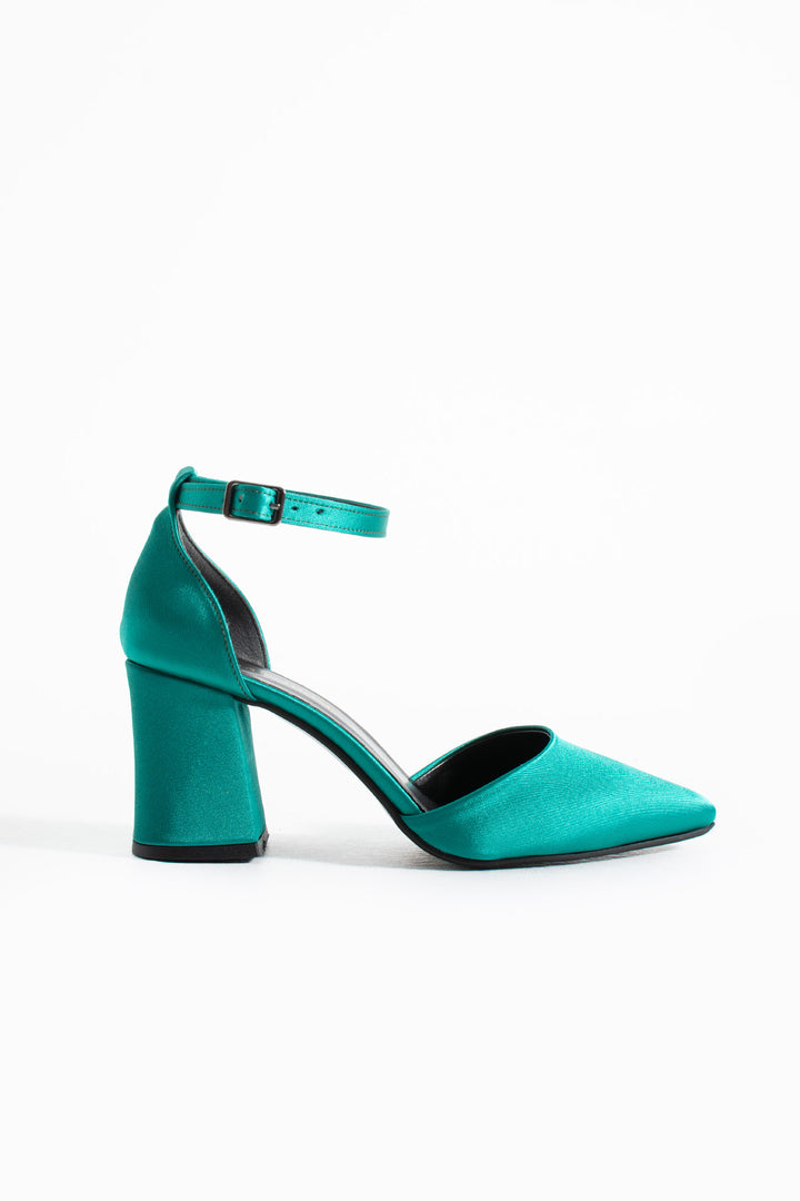 Lina | Emerald Green Satin High Heels