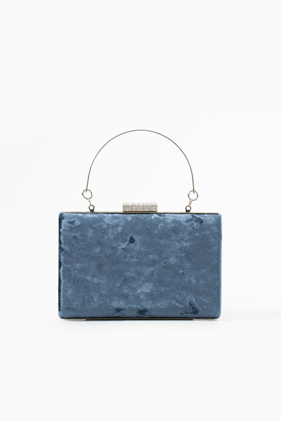 Indigo Velvet Bridal Evening Clutch Bags with Chain