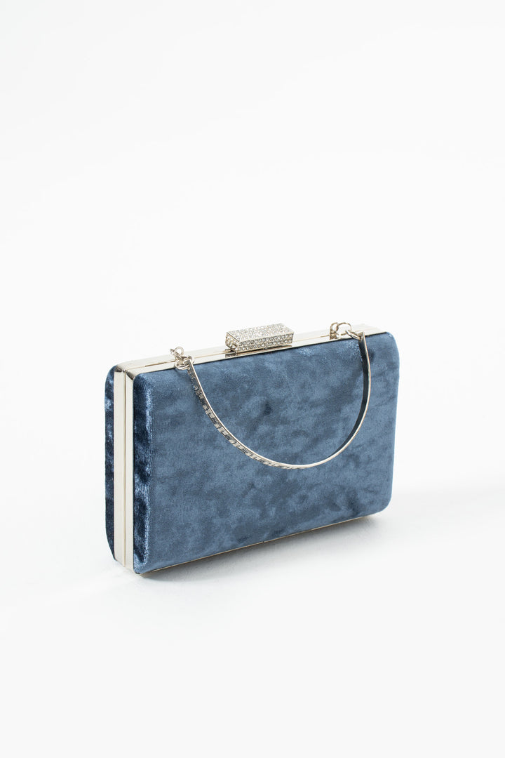 Indigo Velvet Bridal Evening Clutch Bags with Chain