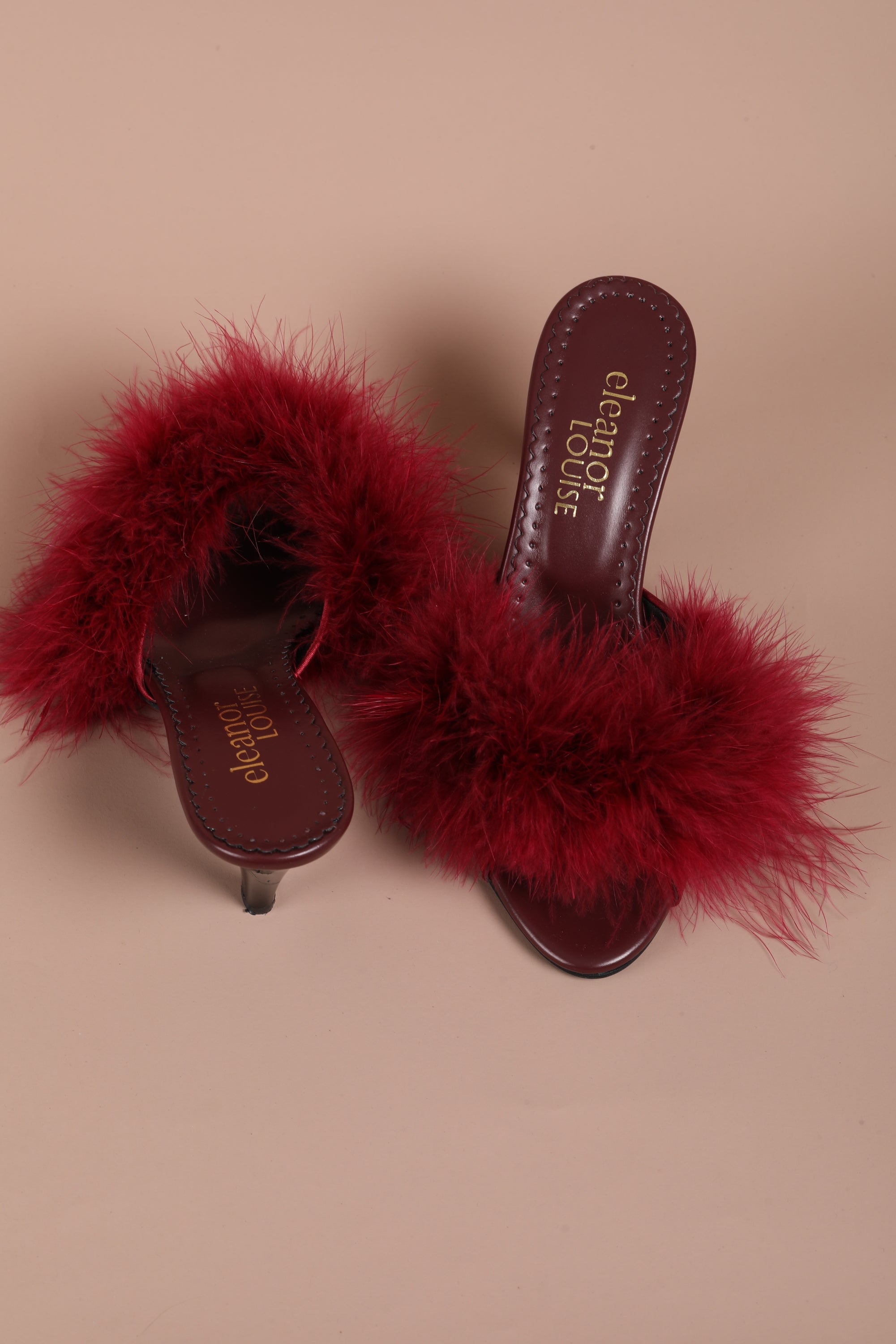 Burgundy Feathers Mule