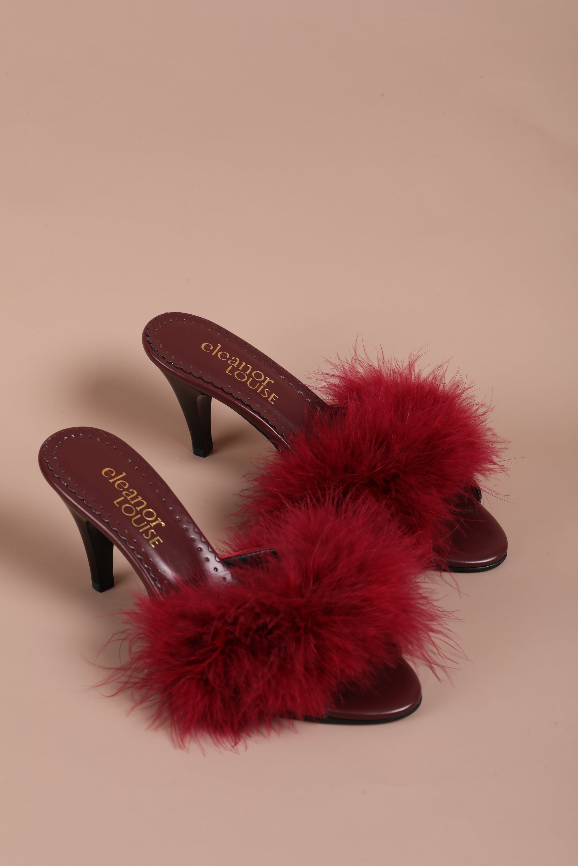 Burgundy Feathers Mule