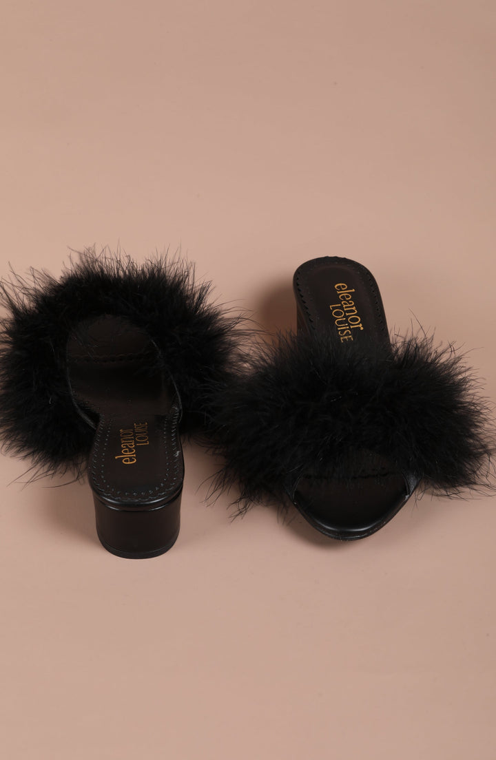 Black Low Feathers Mule