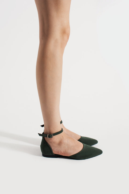 Hilda | Sage Green Suede Flats