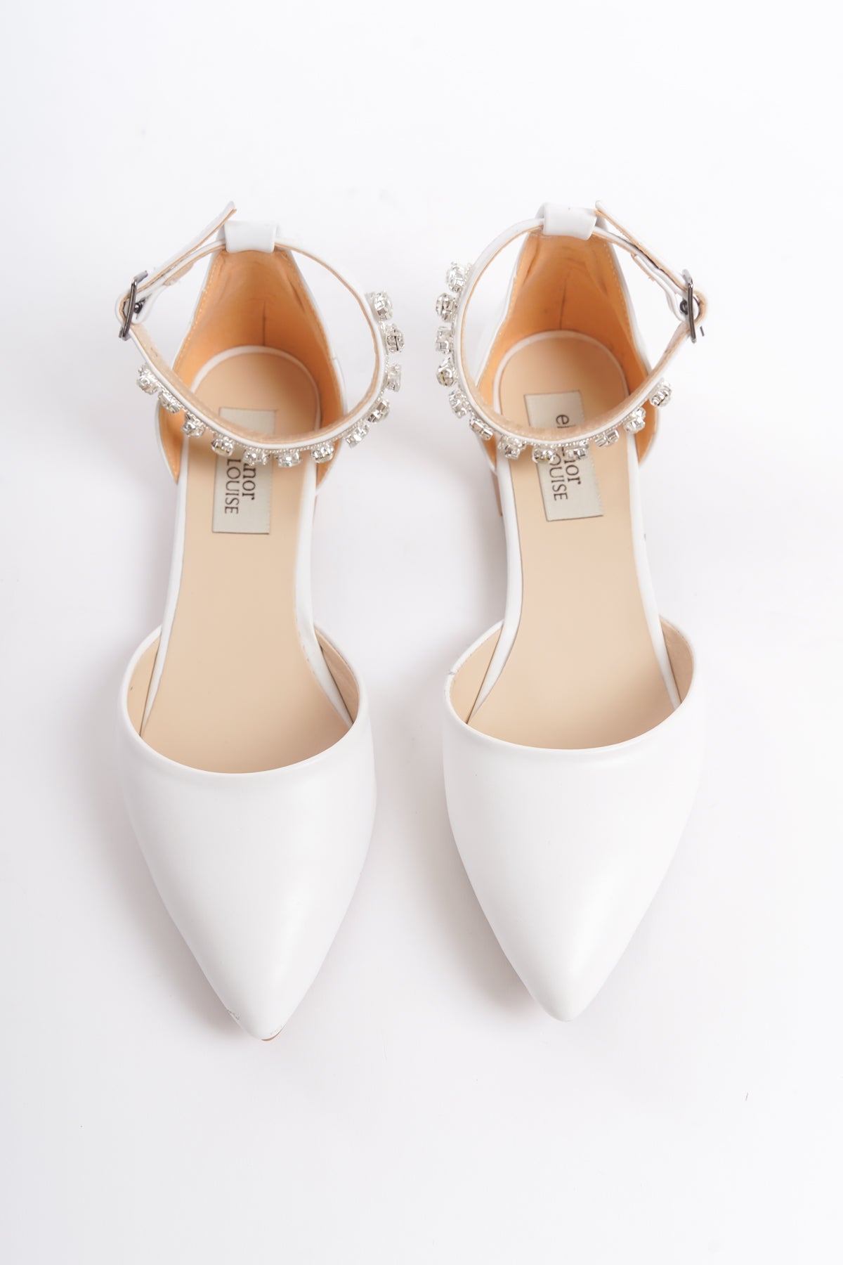 Lorna | White Crystal Rhinestone Flats