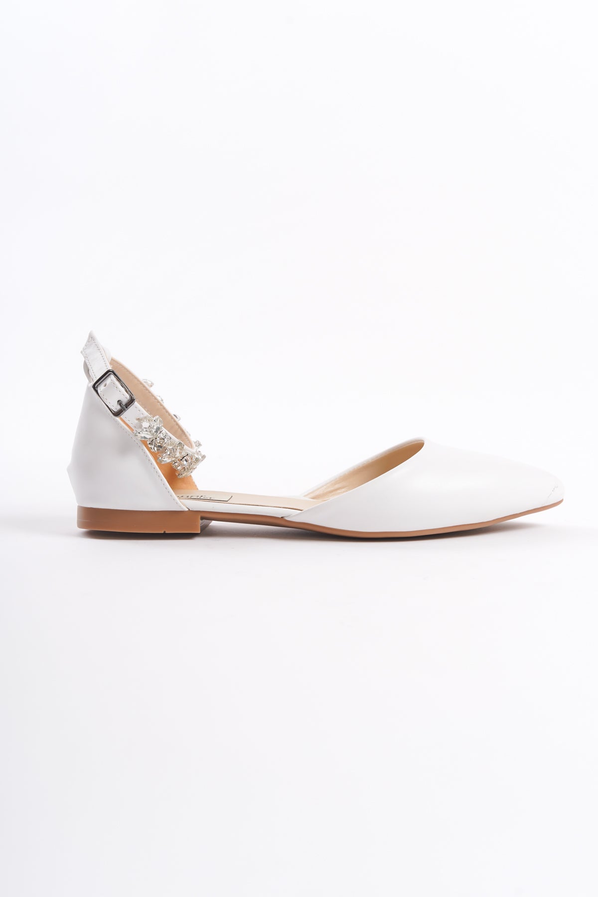 Lorna | White Crystal Rhinestone Flats