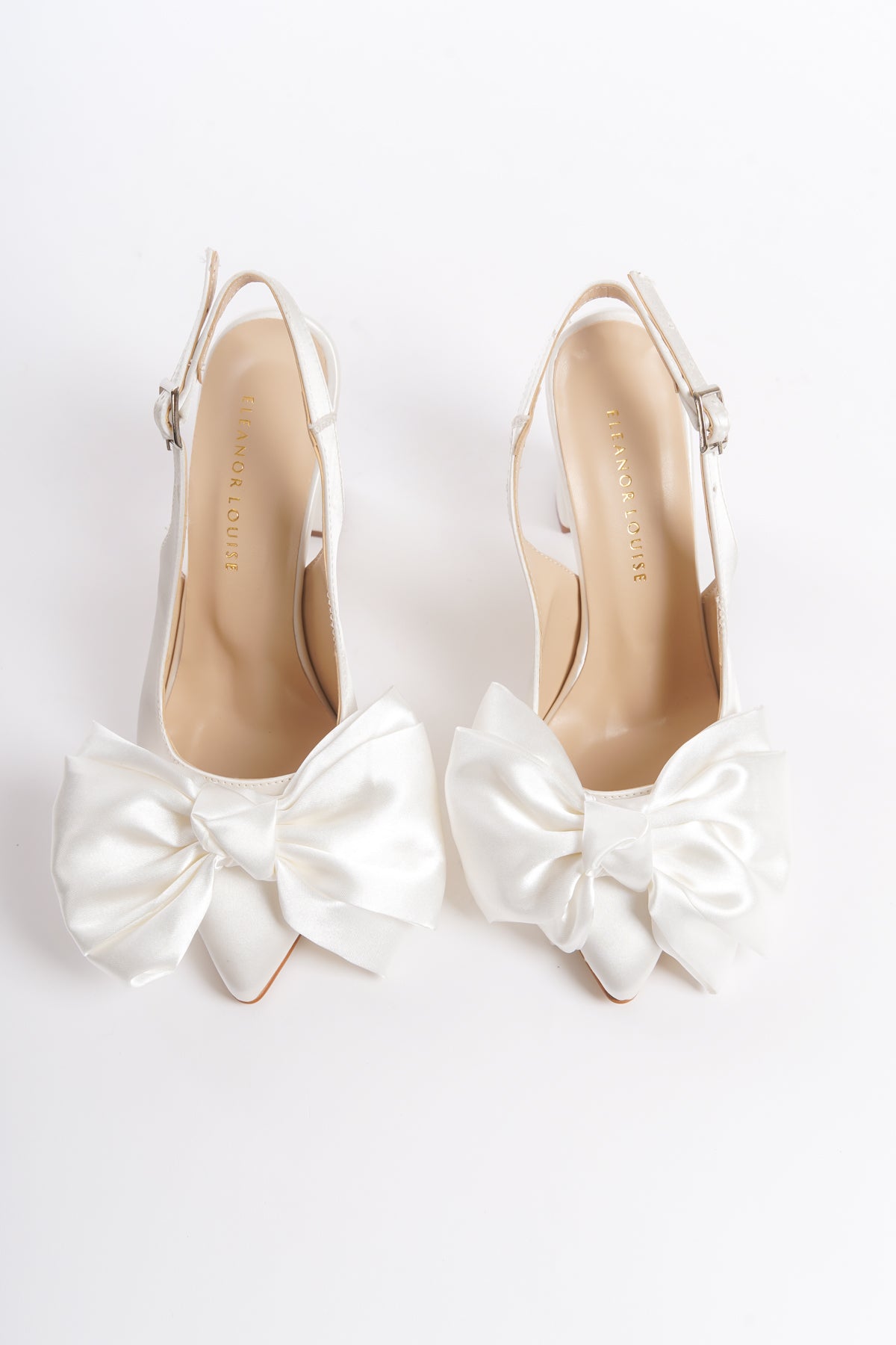 Clarissa | Ivory Satin Bow Tie Slingback Heels