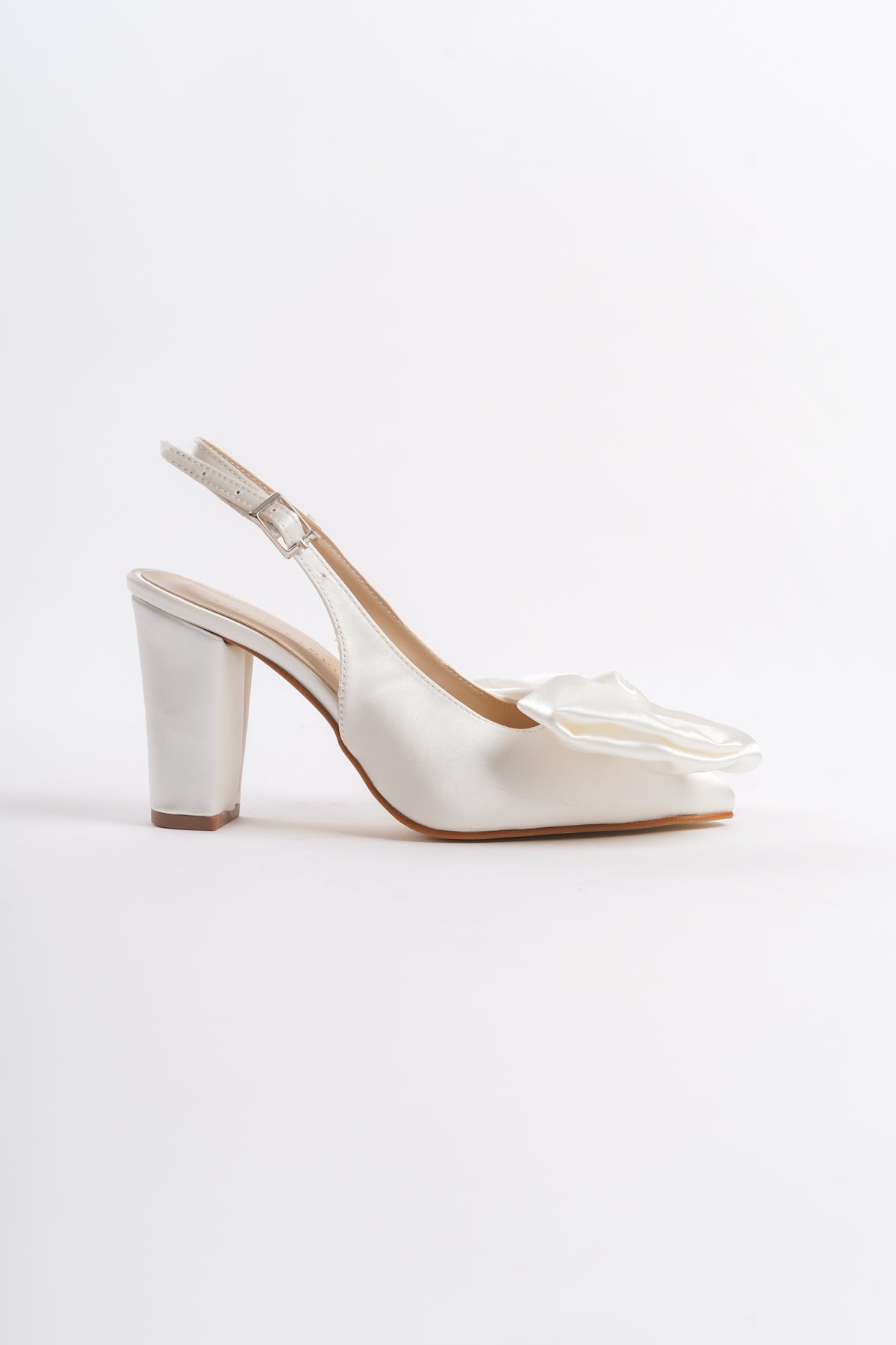 Clarissa | Ivory Satin Bow Tie Slingback Heels