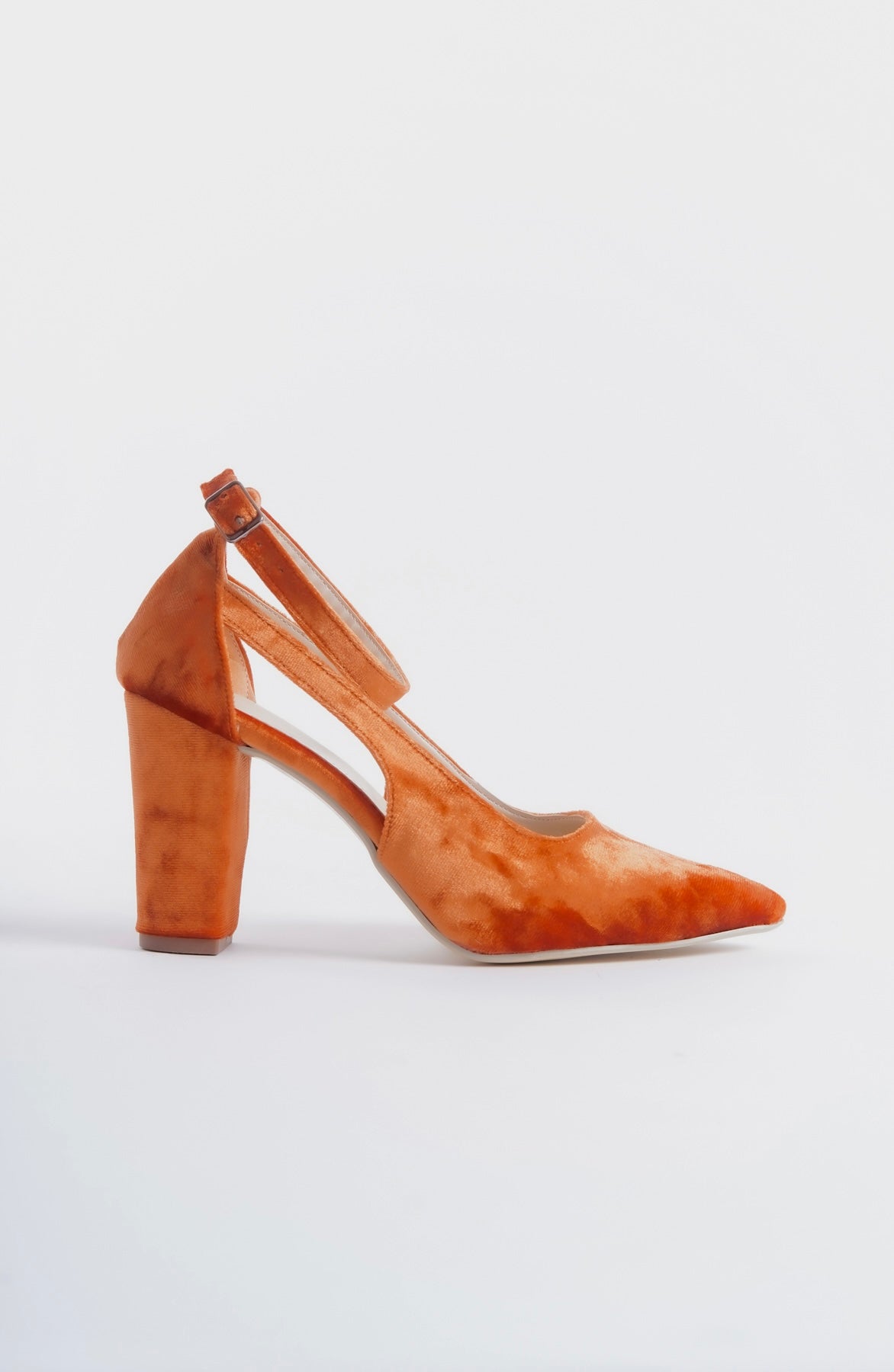 Larissa | Orange Velvet High Heels