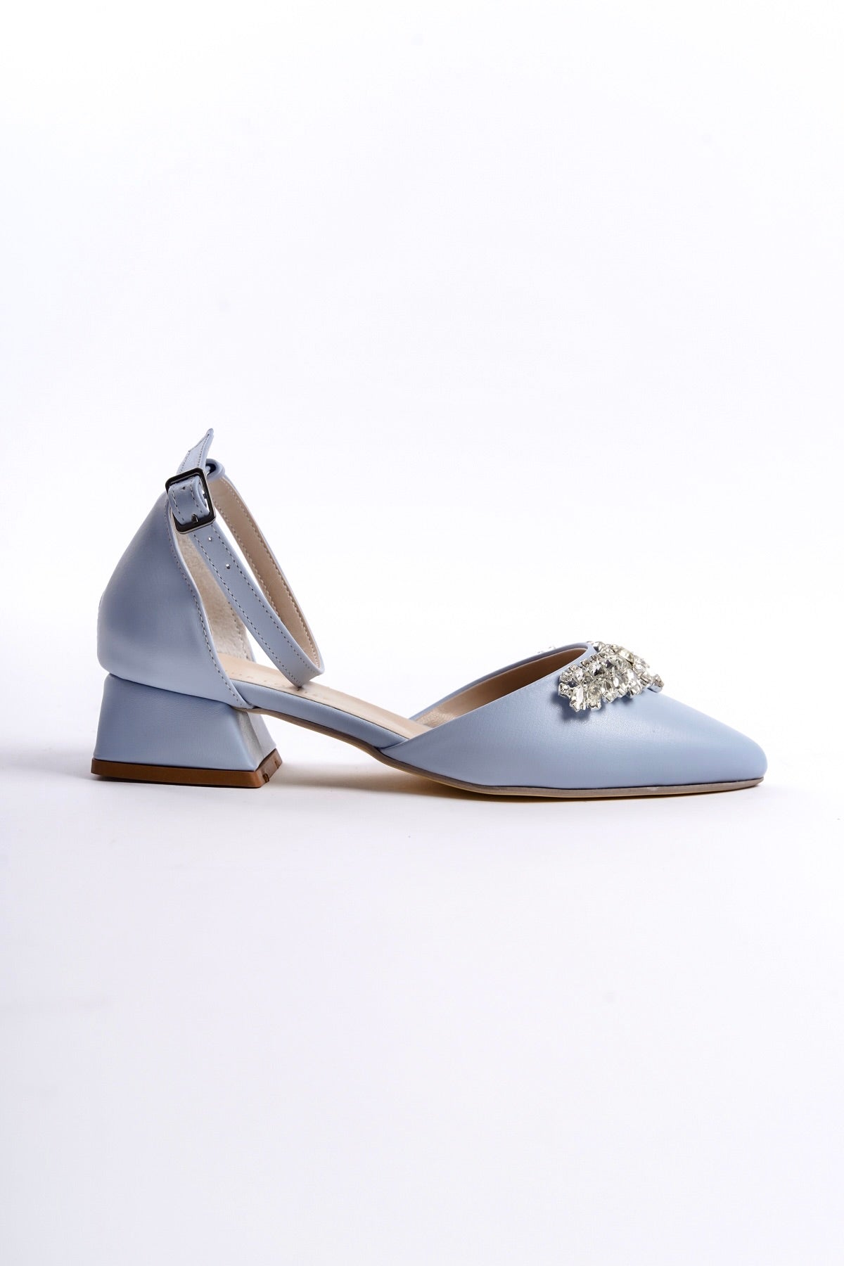 Freesia | Baby Blue Crystal Rhinestone Low Heels