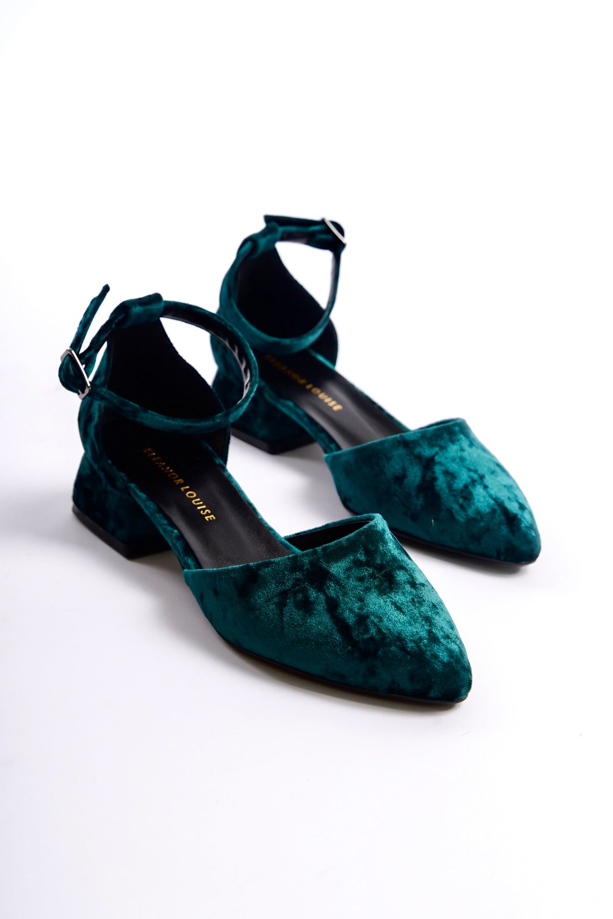 Azenor | Emerald Green Velvet Low Heels