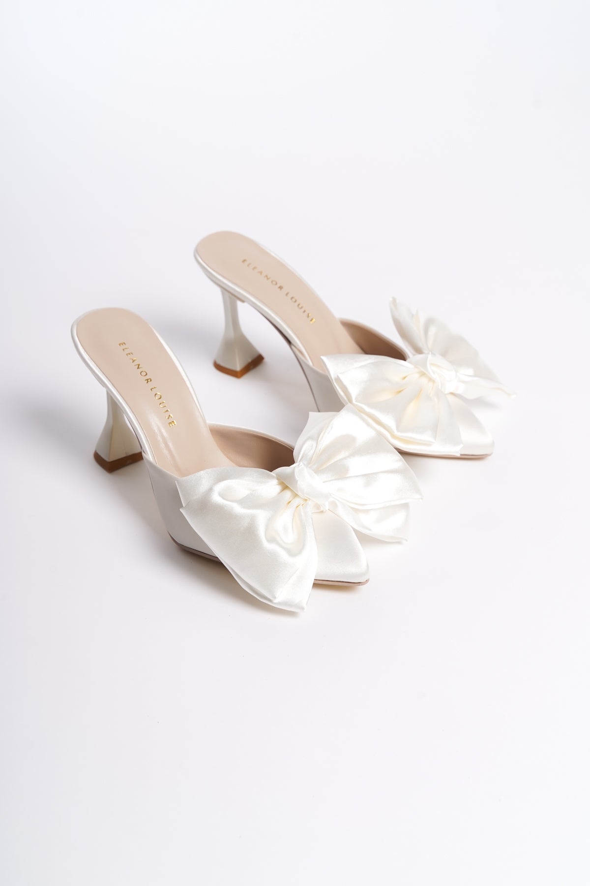 Penelope | Ivory Satin Bow Tie Mule