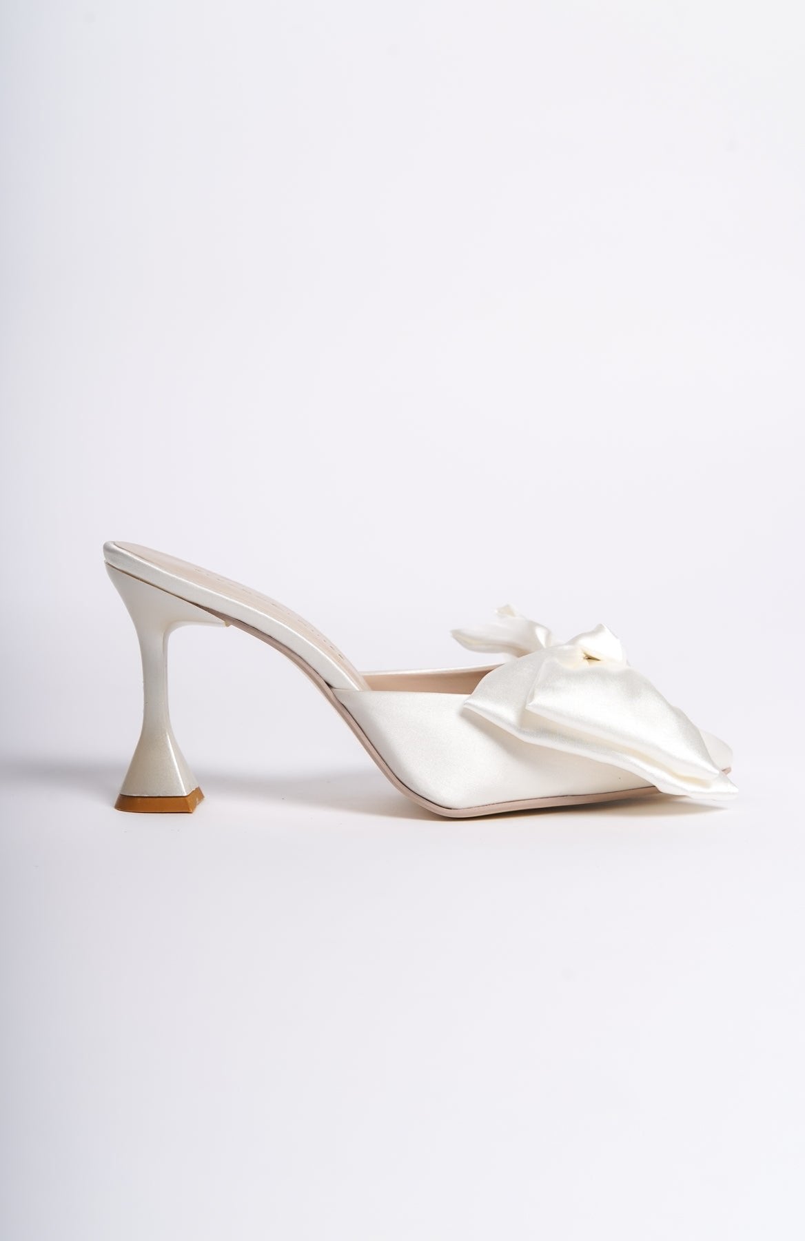 Penelope | Ivory Satin Bow Tie Mule