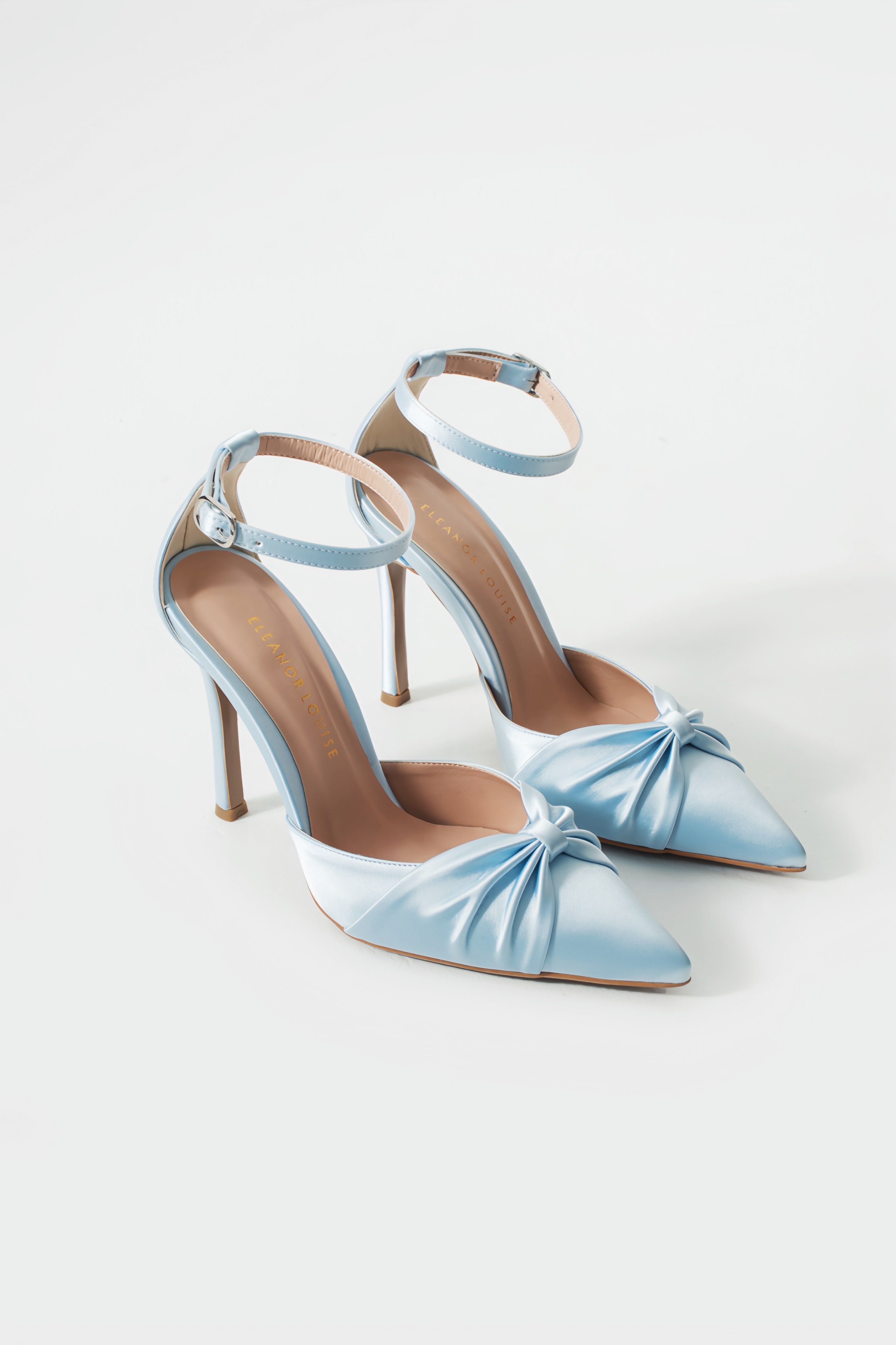 Bella | Baby Blue Satin High Heels with Bow
