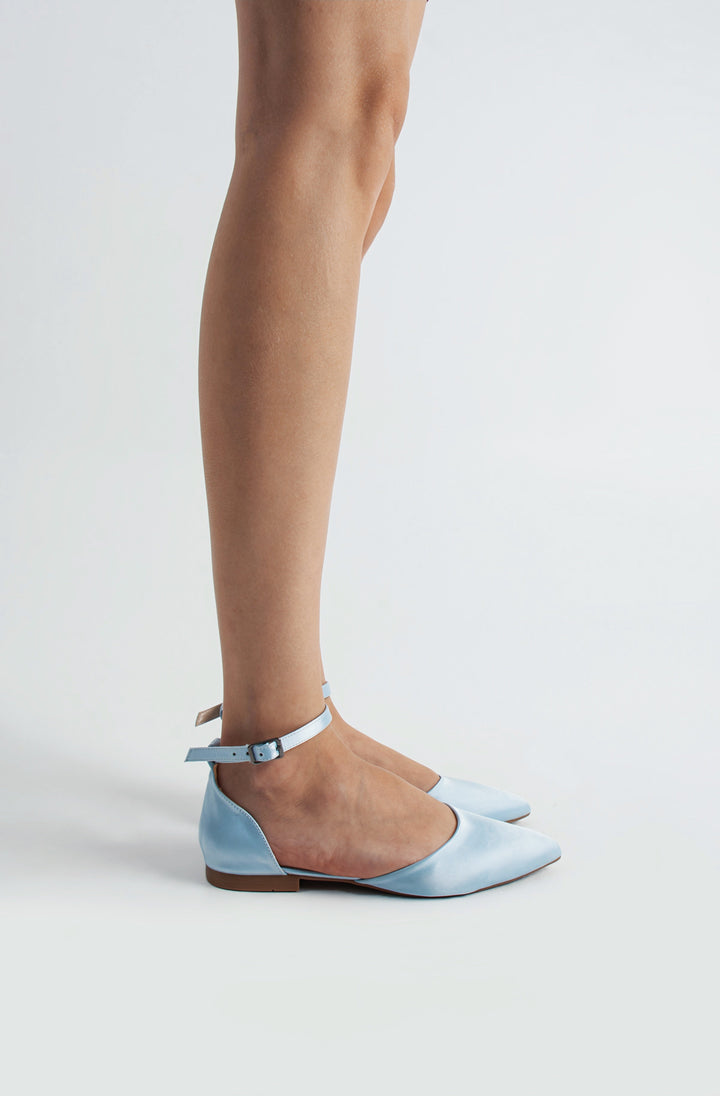 Brune | Baby Blue Satin Flats