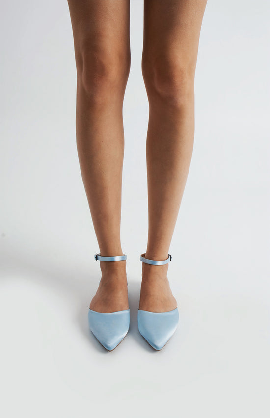 Brune | Baby Blue Satin Flats