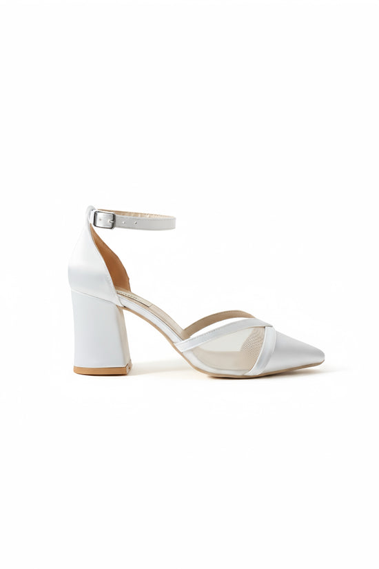 Carly | Light Ivory Satin Transparent High Heels