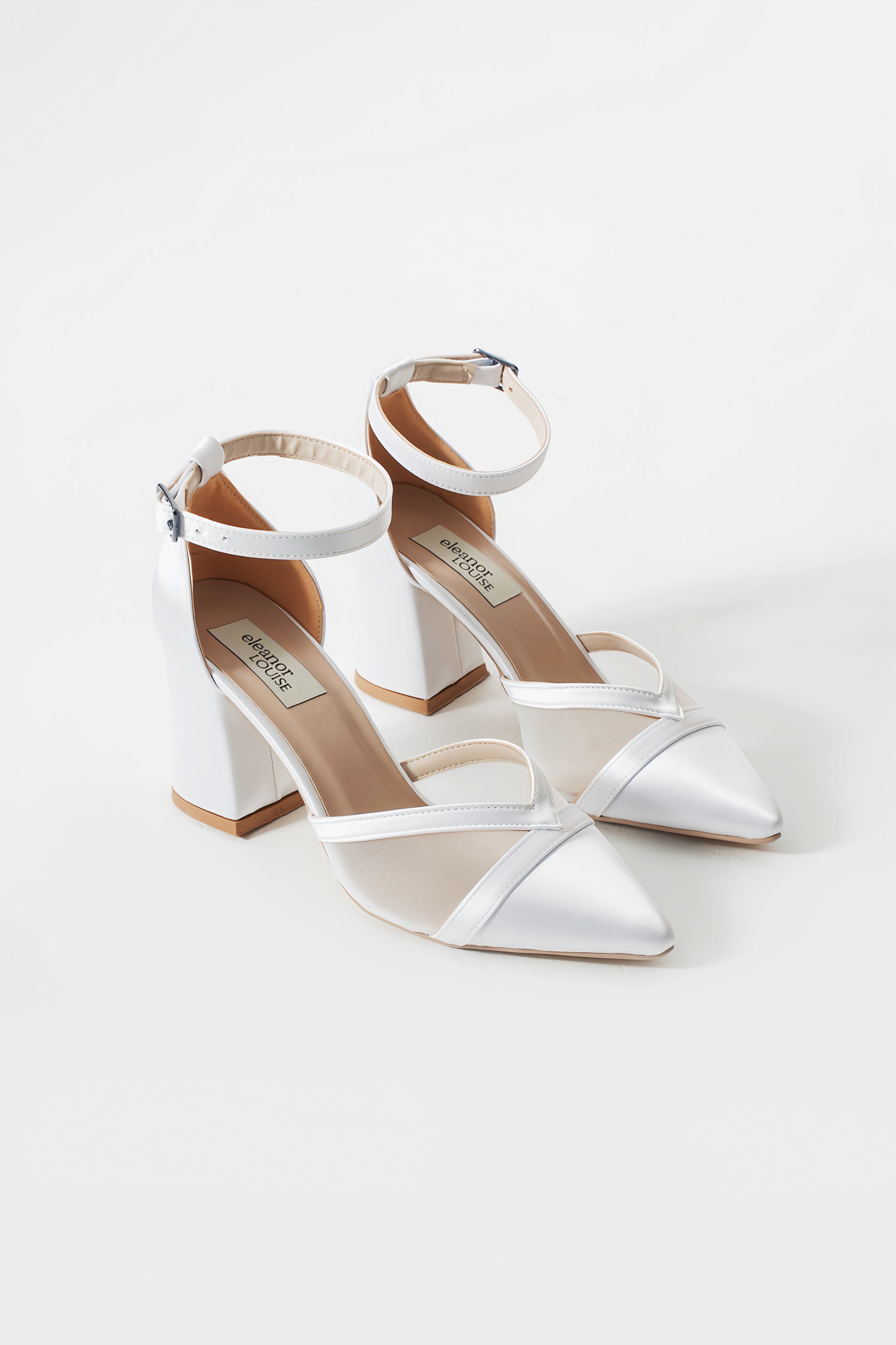 Carly | Light Ivory Satin Transparent High Heels