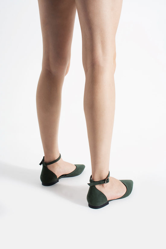 Hilda | Sage Green Suede Flats