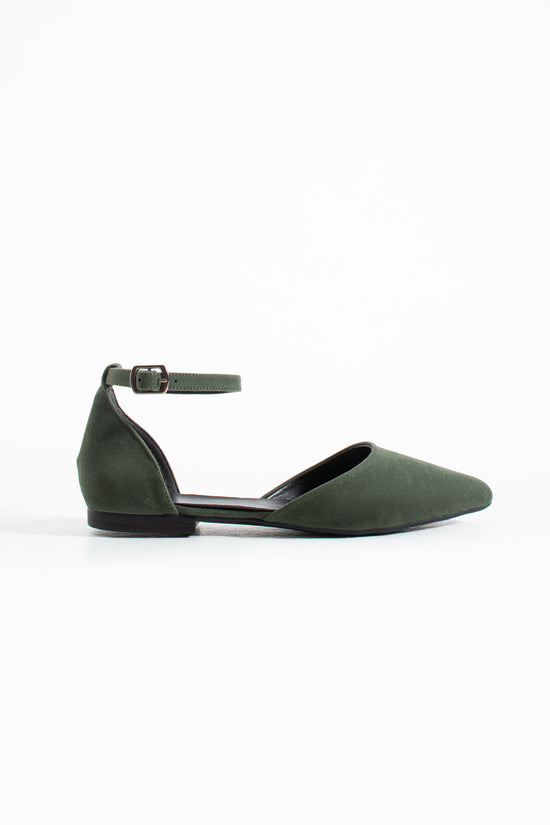 Hilda | Sage Green Suede Flats