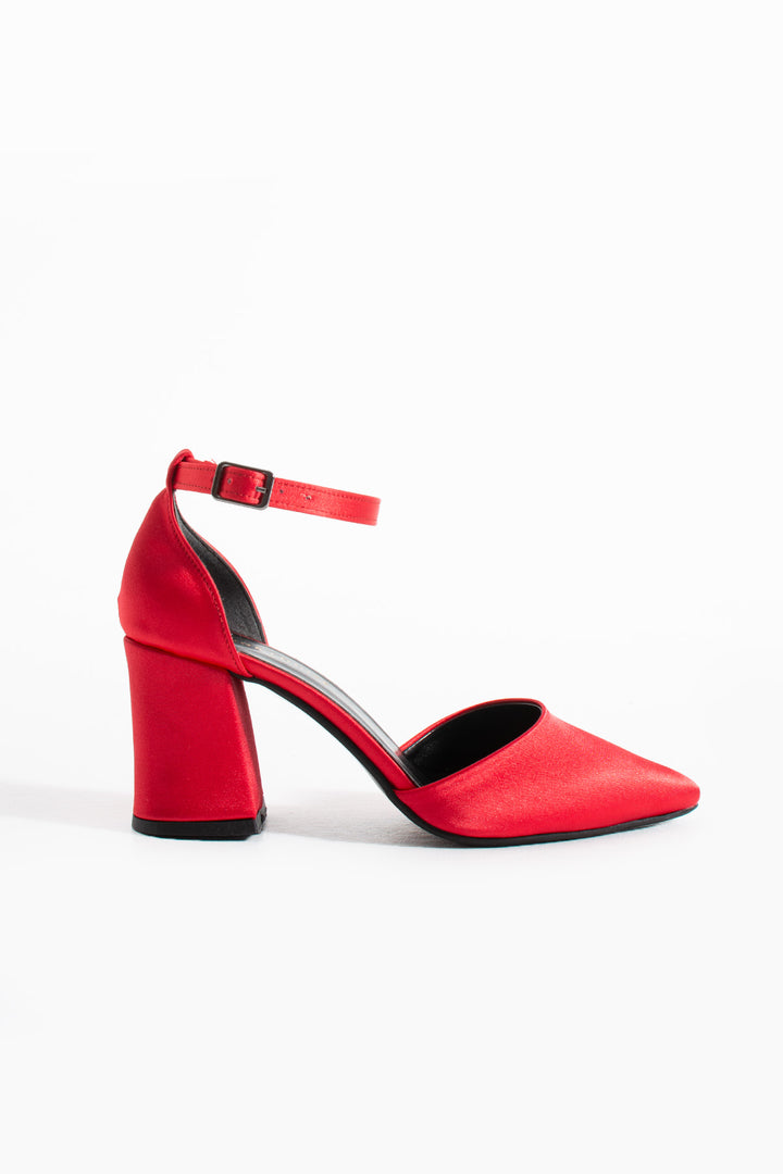 Jina | Red Satin High Heels