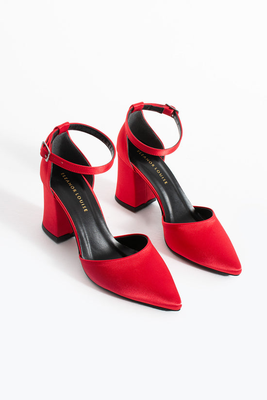 Jina | Red Satin High Heels