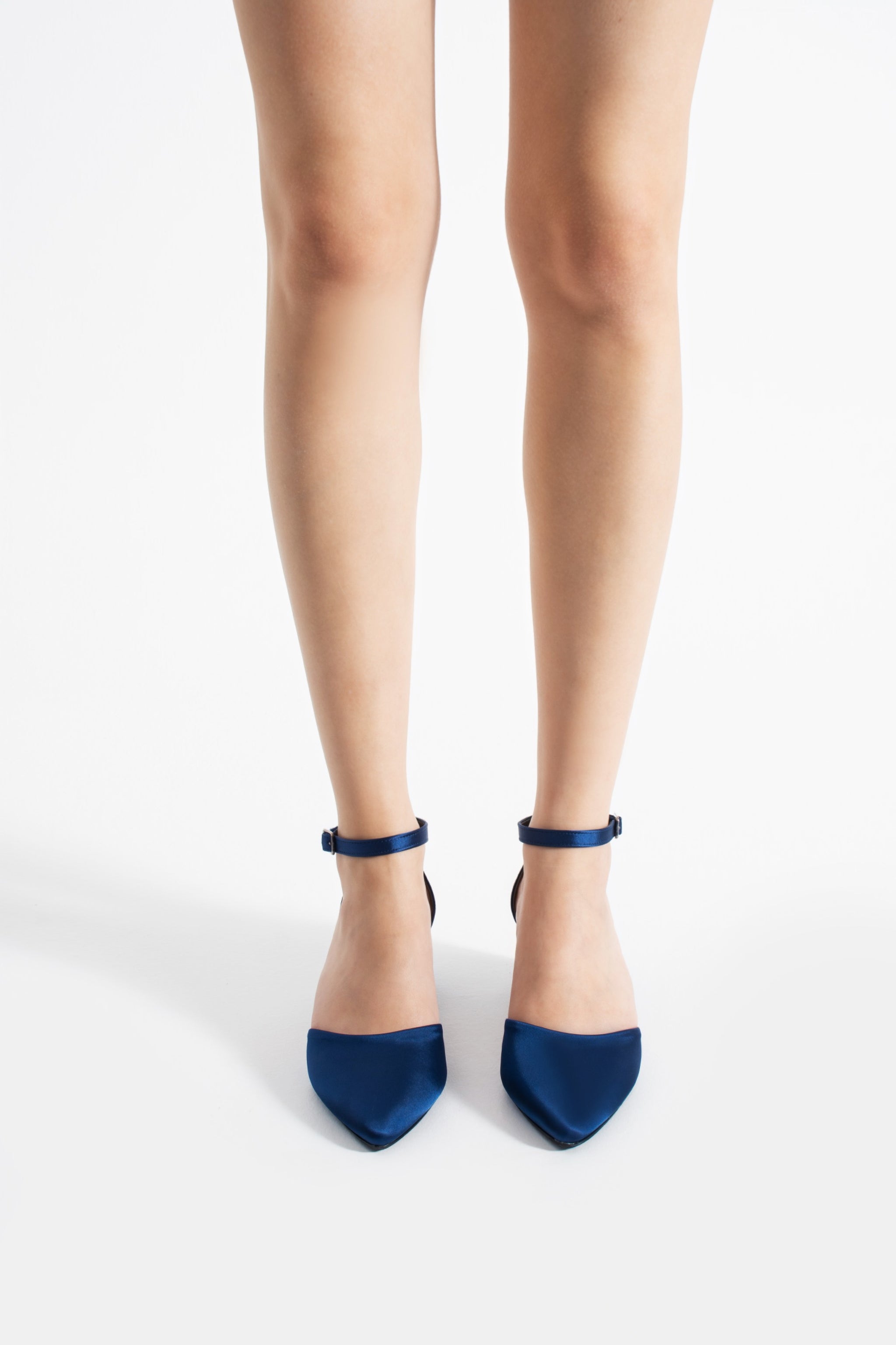 Leni | Navy Satin Mid Heels