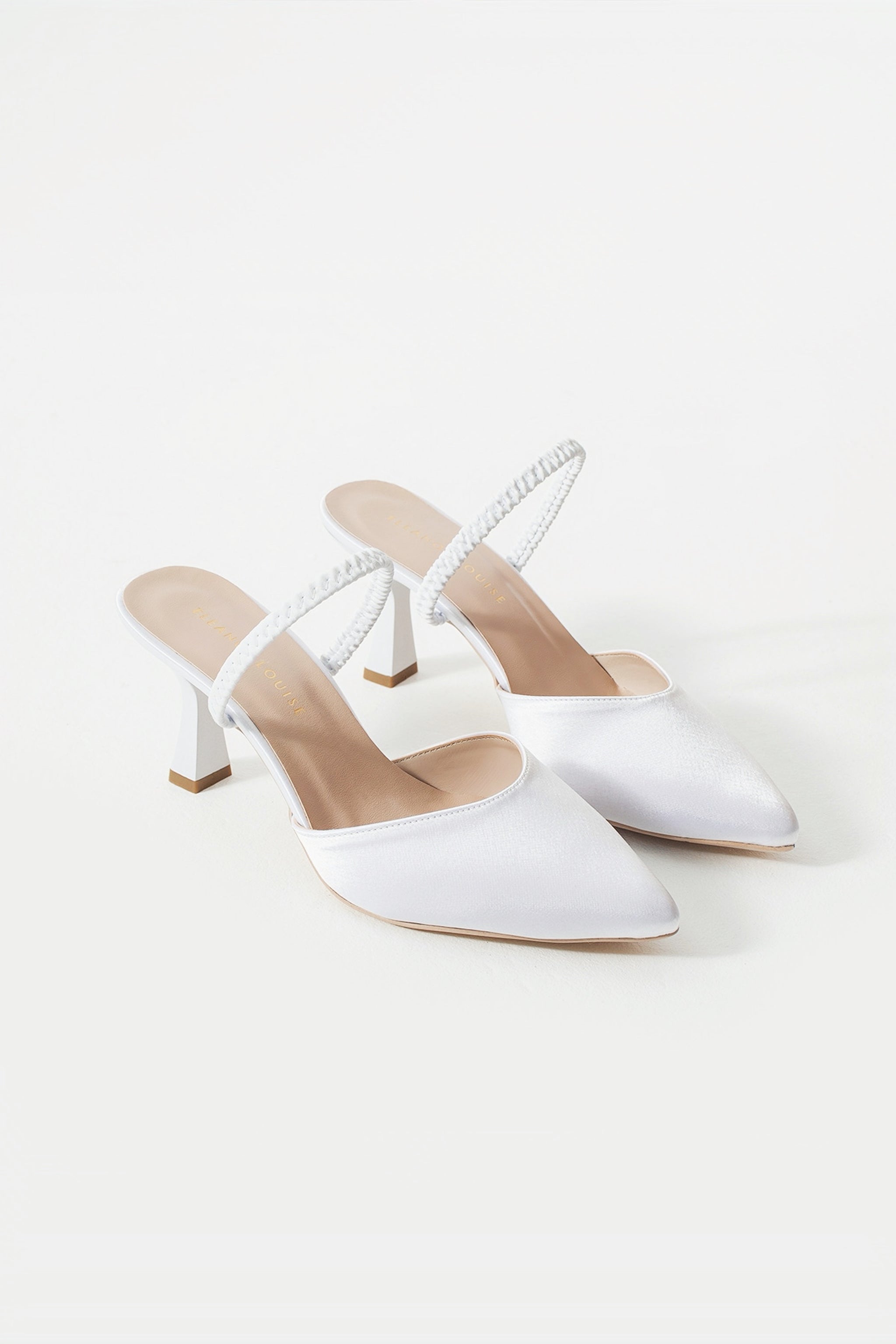 Marisol | White Satin Slingback Heels