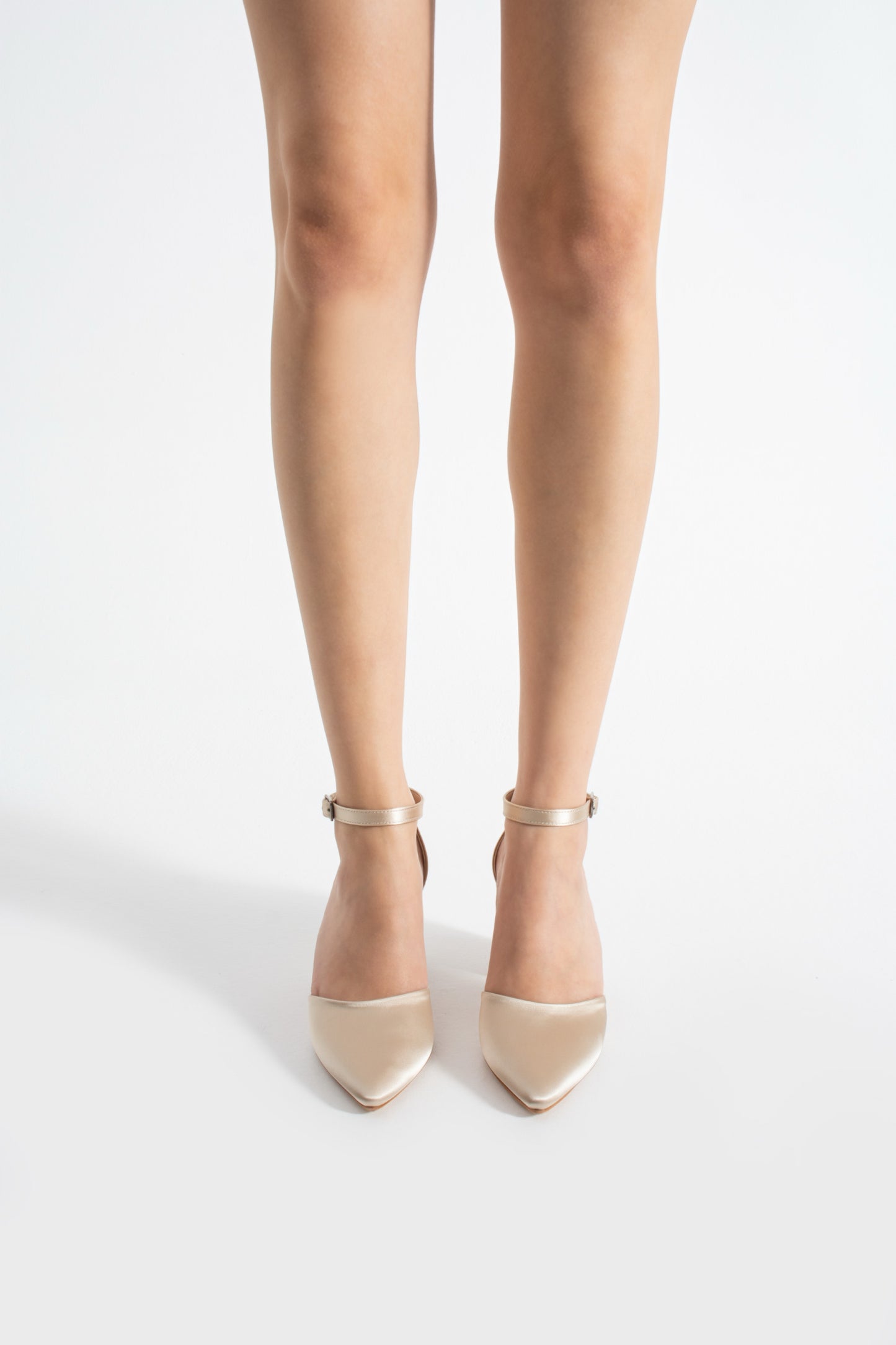 Mina | Beige Satin High Heels