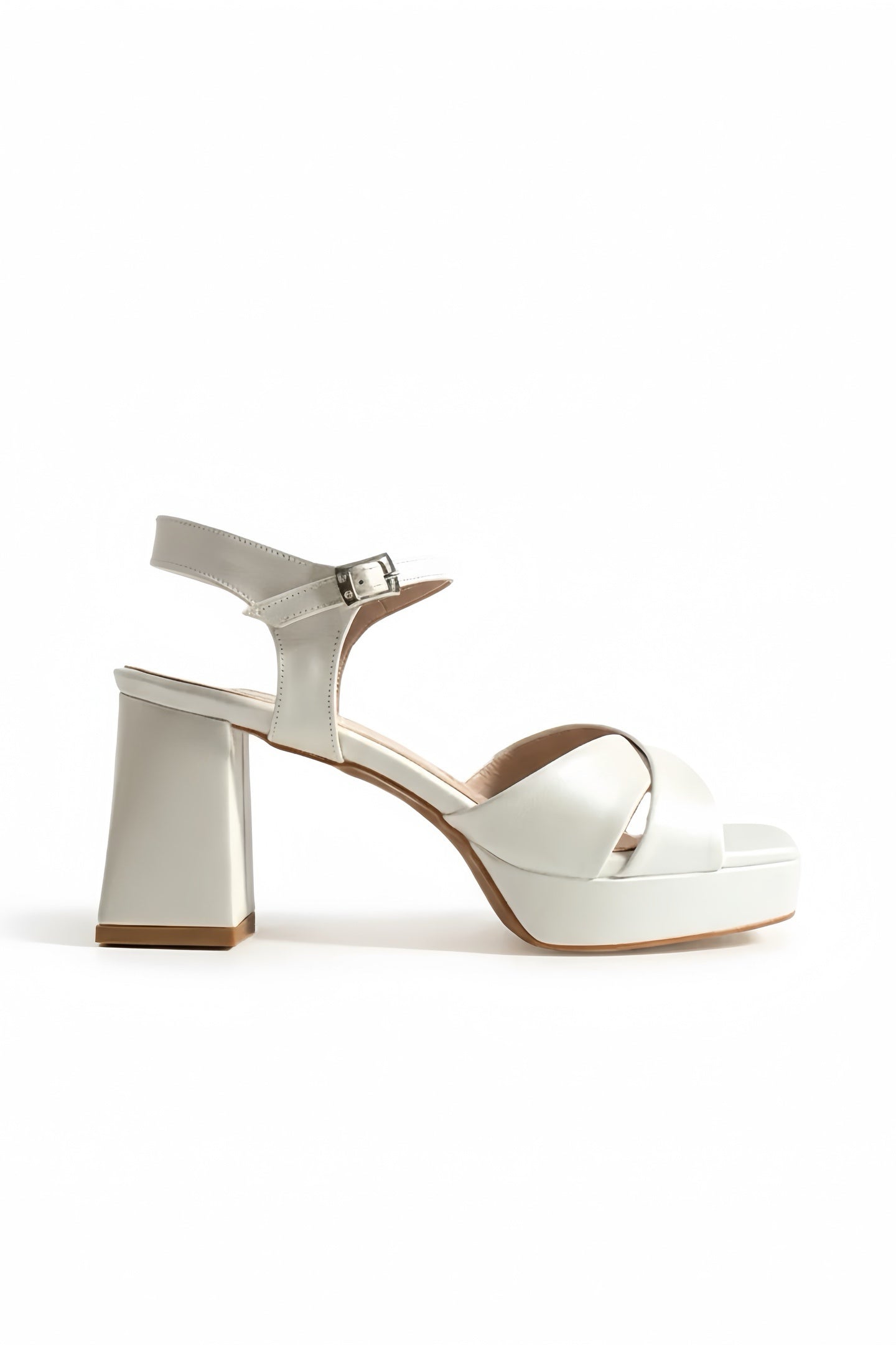 Thea | Ivory Platform Block Heel Sandals